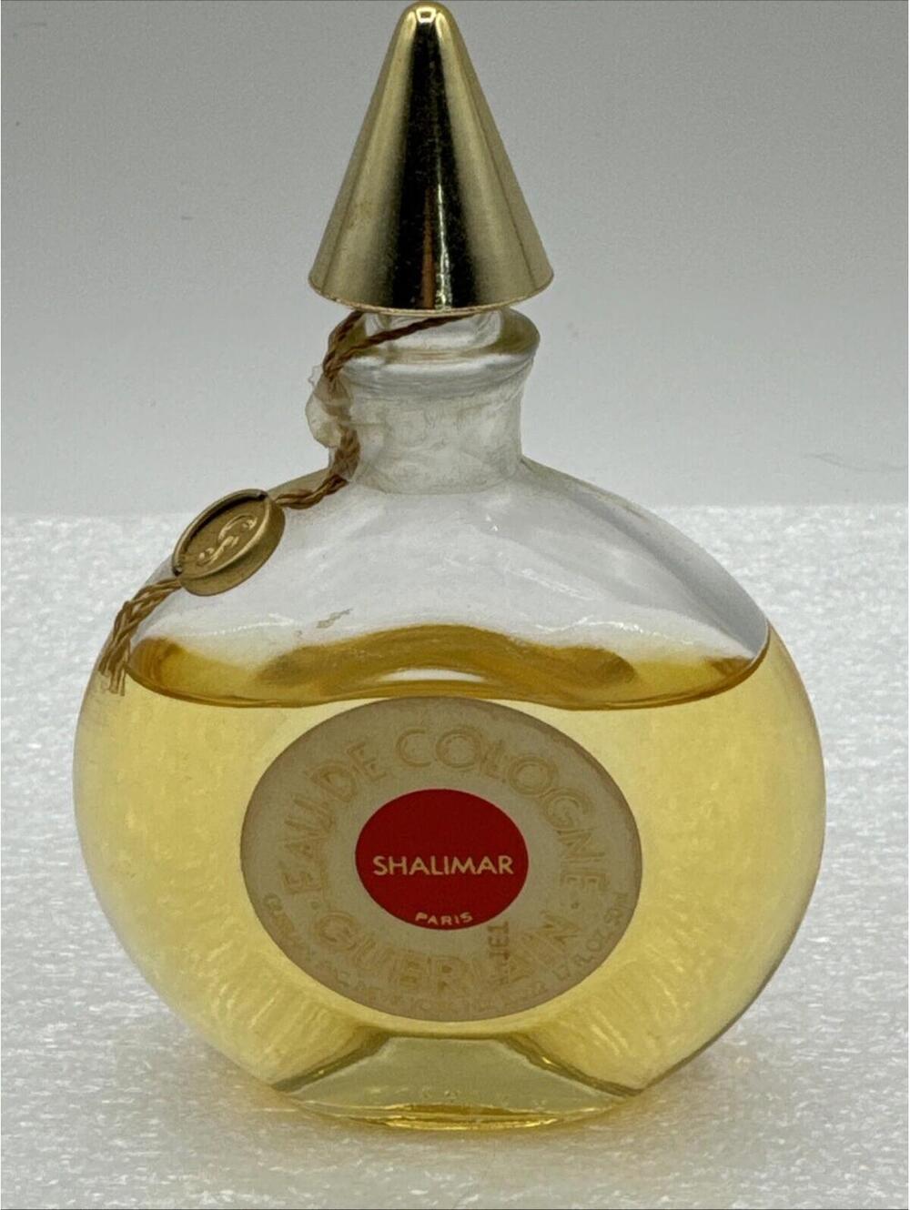 Vintage 60s Guerlain Shalimar Eau De Cologne 1.7 Fl Oz Splash Paris Glass Bottle